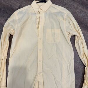 Men's Medium Cream Yellow Button Down Dress Shirt From GAP
